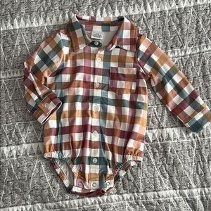 Plaid Long Sleeve Bodysuit for Kids